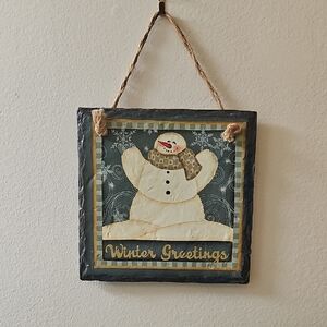 Charming Snowman Wall Hanging in Cream and Black